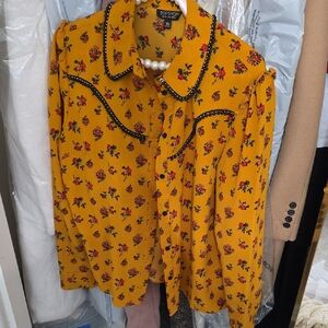 Topshop Mustard Floral Shirt